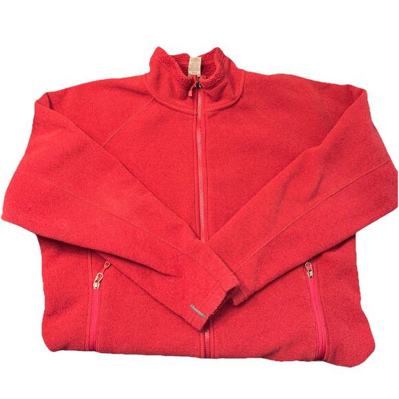 REI Sweatshirt Collared Full Zip Red Fleece Zip Pockets Gorpcore Womens Size XL - Picture 7 of 7